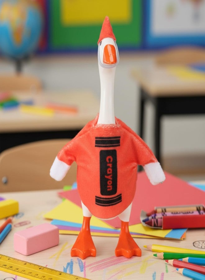 Sunnymove Crayon Mini Desk Goose Outfit 7 Inch Desk Goose Crayon Shirt and Funny Gnome Cone Hat Sets for 7 Inch Geese Figurine Desktop Home Halloween Decoration(Orange) - Image 4